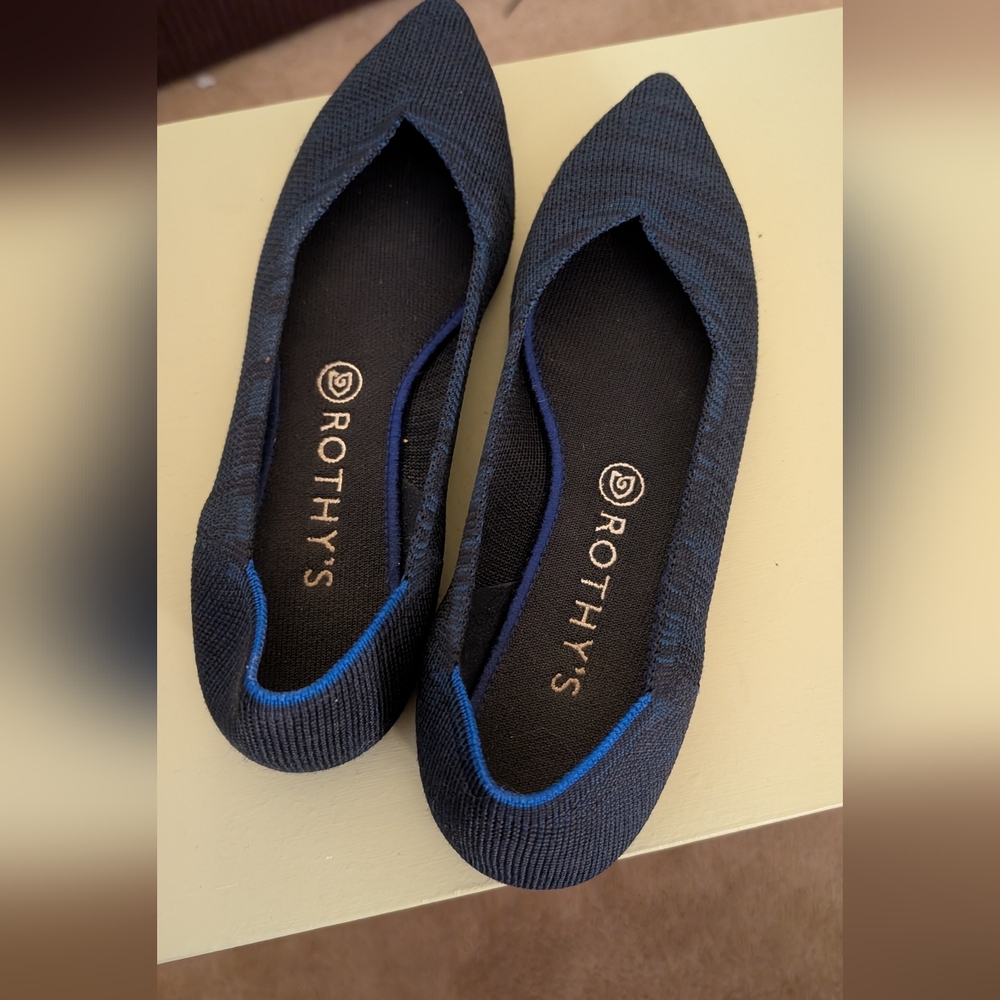 Rothy's The Point Shoes Size 10 BIRDS EYE NAVY